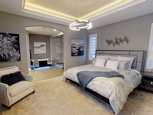 master bedroom in griesbach show home