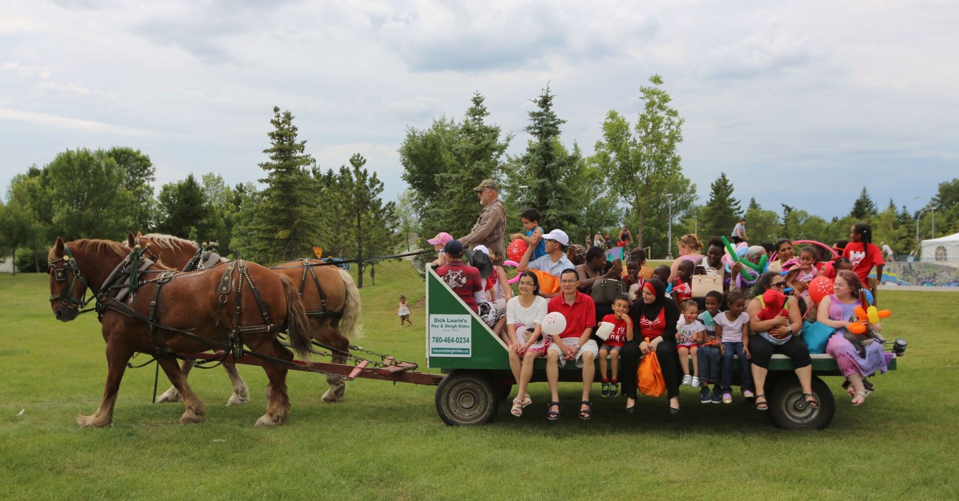 people at griesbach getting a hay ride