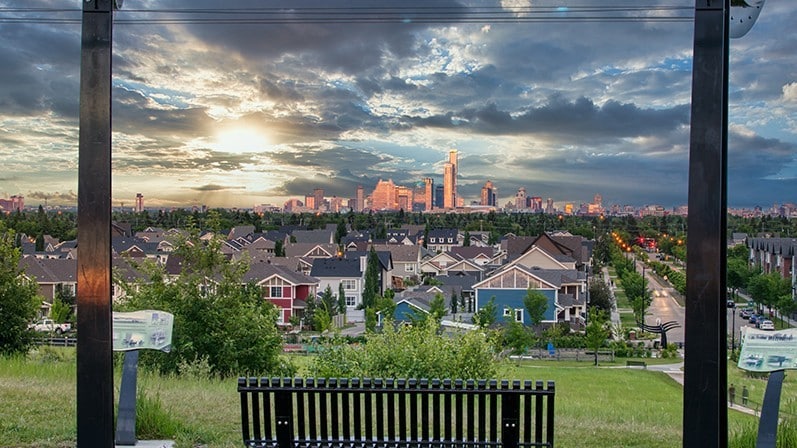 Edmonton City Skyline view from Central Hill Park