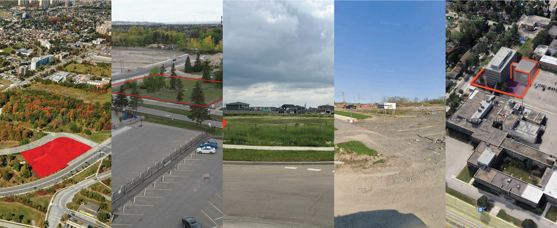 Columns showing the new Griesbach construction site.