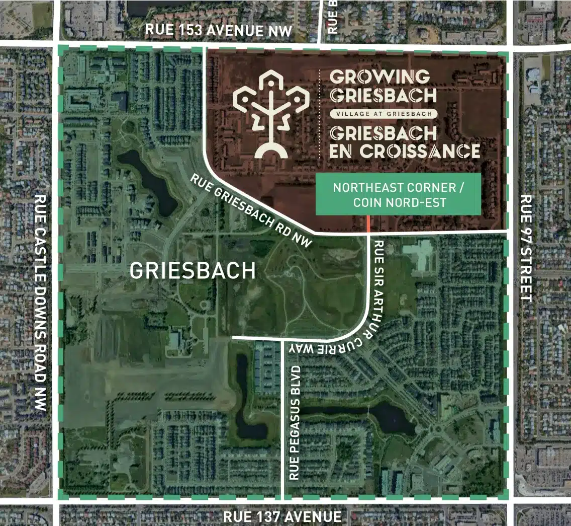 A map of the Northeast corner of the growing Griesbach community